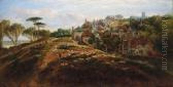 The Village Of Potlemouth Oil Painting by William Pitt