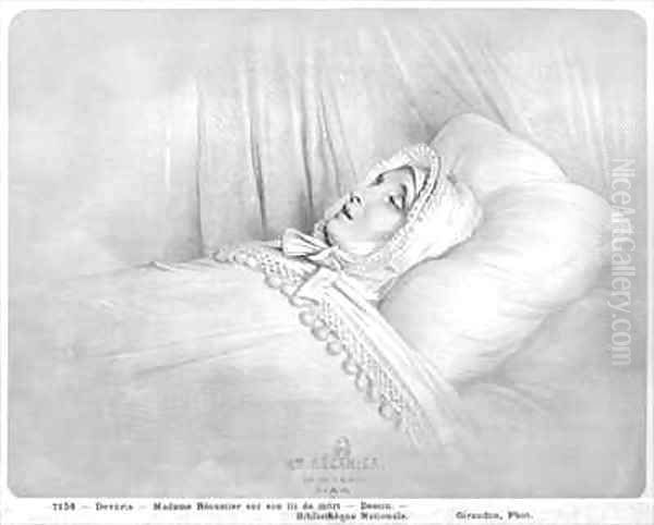 Madame Recamier 1777-1849 on her deathbed Oil Painting by Achille-Jacques-Jean-Marie Deveria