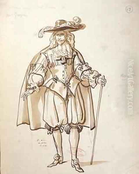 Costume design for an 1847 production of Don Juan Oil Painting by Achille-Jacques-Jean-Marie Deveria