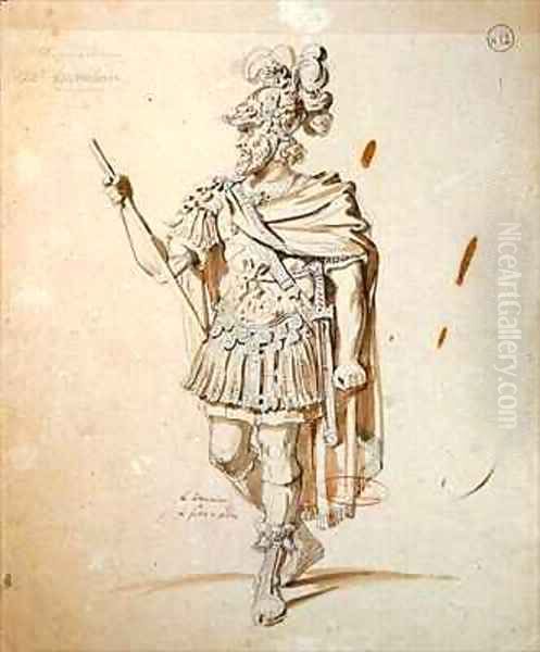 Costume design for the role of Le Commandeur Oil Painting by Achille-Jacques-Jean-Marie Deveria