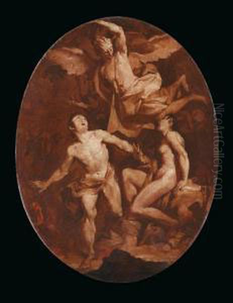 La Cacciata Di Adamo Ed Eva Dal Paradiso Terrestre Oil Painting by Giovanni Battista Pittoni the younger