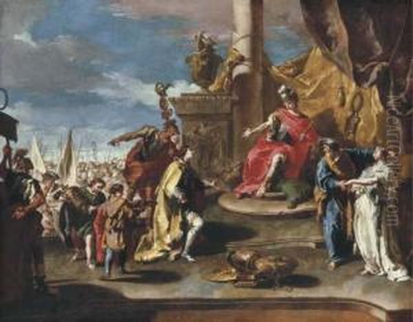 The Continence Of Scipio Oil Painting by Giovanni Battista Pittoni the younger