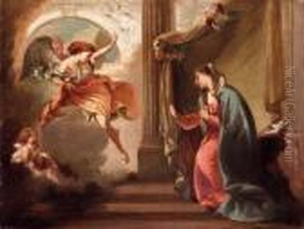 Annunciazione Oil Painting by Giovanni Battista Pittoni the younger