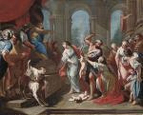 The Judgement Of Solomon Oil Painting by Giovanni Battista Pittoni the younger