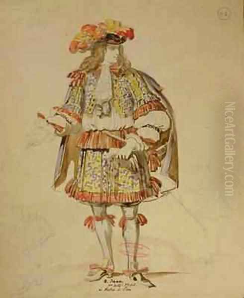 Costume design for an 1847 production of Don Juan 3 Oil Painting by Achille-Jacques-Jean-Marie Deveria