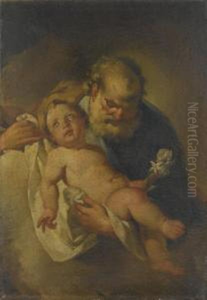 San Giuseppe E Gesu Bambino Oil Painting by Giovanni Battista Pittoni the younger