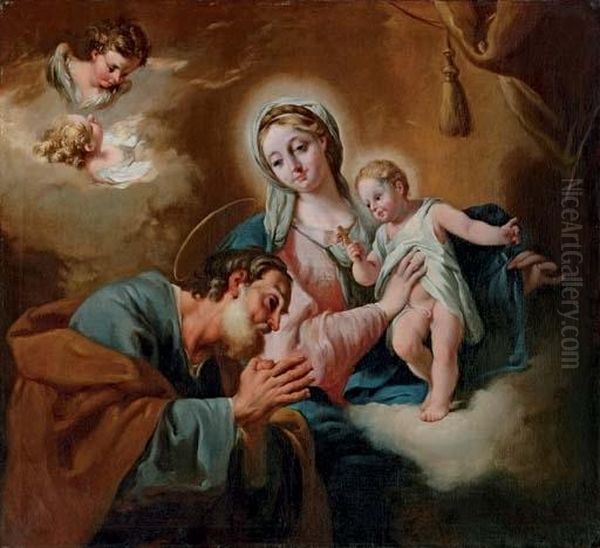 The Holy Family Oil Painting by Giovanni Battista Pittoni the younger