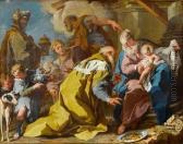 The Adoration Of The Magi. Circa 1722-24. Oil Painting by Giovanni Battista Pittoni the younger