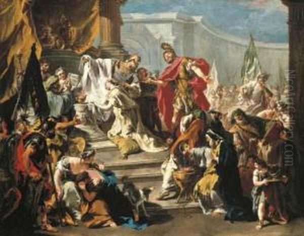 The Sacrifice Of The Daughter Of Jephthah Oil Painting by Giovanni Battista Pittoni the younger