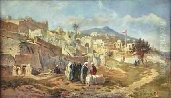 An Arab Cemetery Oil Painting by Frank Dillon