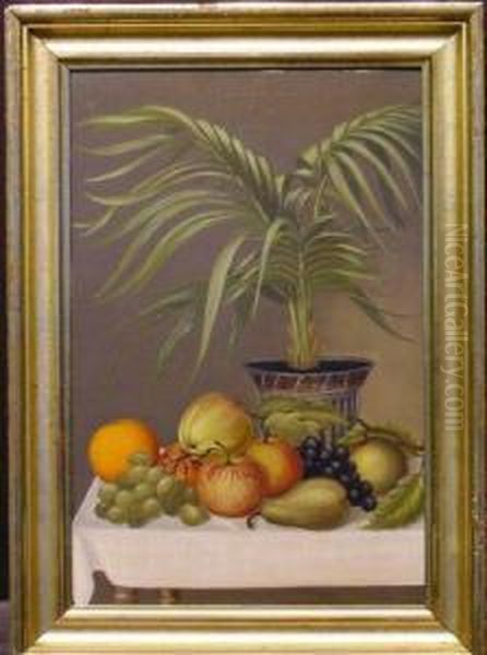 Still Life With Fruit And Palm Oil Painting by Carducious Plantagenet Ream