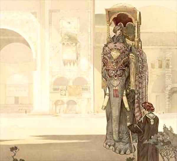 Ceremonial Elephant Oil Painting by Charles Maurice Detmold