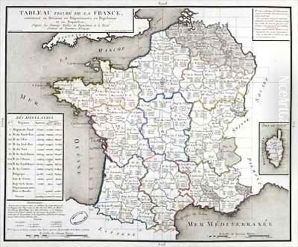 Map of France depicting the departmental divisions Oil Painting by D'Houdan