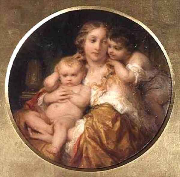 Mother and Children Oil Painting by Hippolyte (Paul) Delaroche