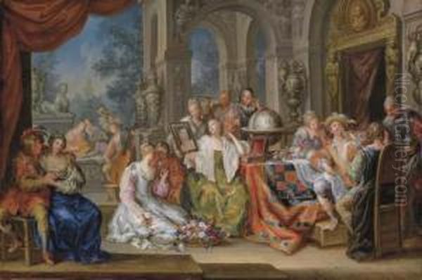 Allegory Of The Five Senses Oil Painting by Johann Georg Platzer