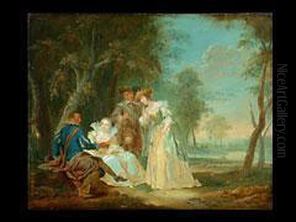 Hofische Gesellschaft Im Park Oil Painting by Johann Georg Platzer