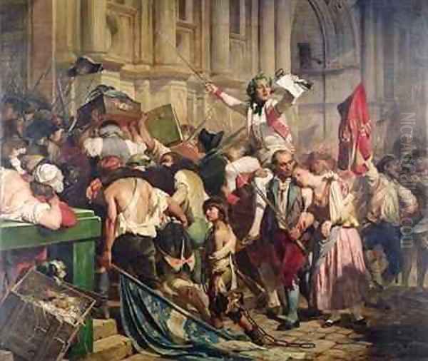 The Conquerors of the Bastille before the Hotel de Ville in 1789 Oil Painting by Hippolyte (Paul) Delaroche