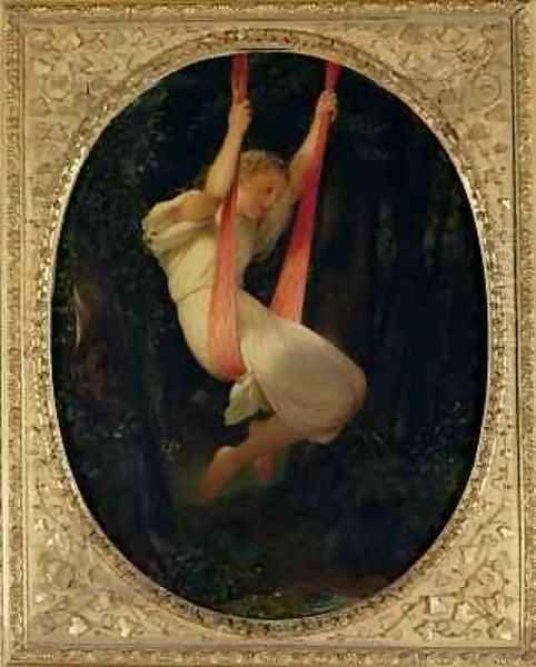 Young Girl on a Swing Oil Painting by Hippolyte (Paul) Delaroche