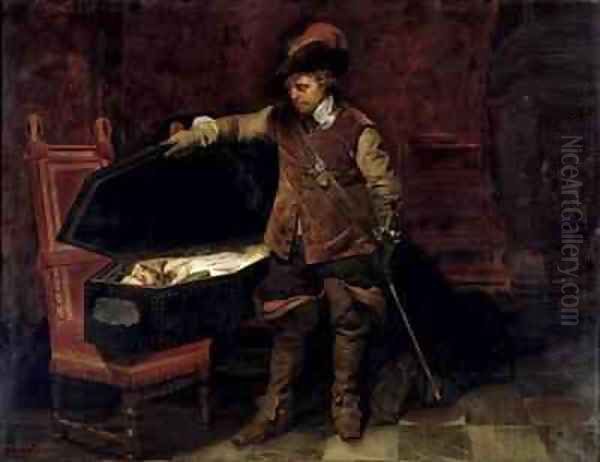 Oliver Cromwell 1599-1658 Opening the Coffin of Charles I 1600-49 Oil Painting by Hippolyte (Paul) Delaroche