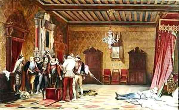 The Assassination of Henri de Lorraine 1549-88 duc de Guise Oil Painting by Hippolyte (Paul) Delaroche