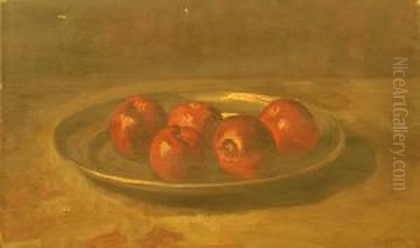 Hooiberg En Een Stilleven Met Appels. Een Gesigneerd Oil Painting by George, Jurgen Pletser