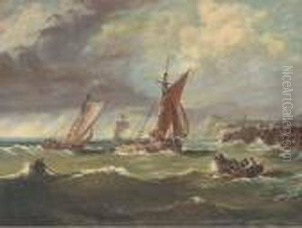 Congestion At The Harbour Mouth Oil Painting by Ary Pleysier