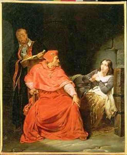 Joan of Arc 1412-31 Interrogated by the Cardinal of Winchester Oil Painting by Hippolyte (Paul) Delaroche