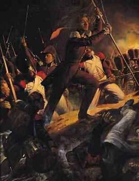 Charles Amedee Albert de Savoie Prince de Carignan 1798-1849 Leading the Assault at the Siege of the Trocadero Oil Painting by Hippolyte (Paul) Delaroche