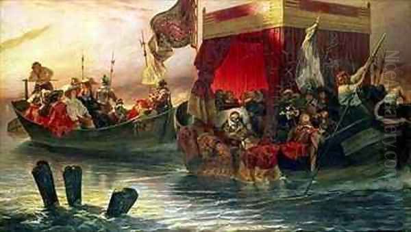 The State Barge of Cardinal Richelieu on the Rhone Oil Painting by Hippolyte (Paul) Delaroche