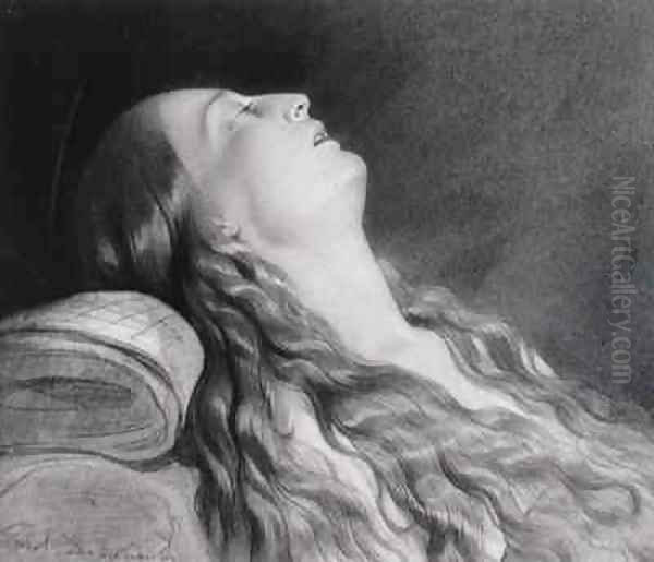 Louise Vernet on her Death Bed Oil Painting by Hippolyte (Paul) Delaroche