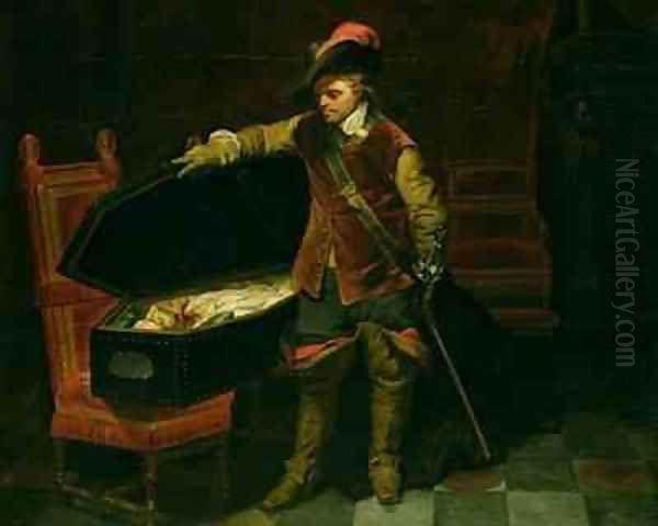 Oliver Cromwell 1599-1658 with the Coffin of Charles I 1600-49 Oil Painting by Hippolyte (Paul) Delaroche