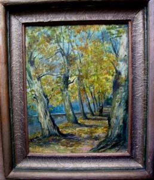 Schlossallee Im Herbst Oil Painting by Meta Pluckebaum