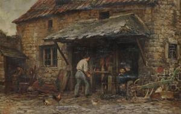 In The Stable Oil Painting by Andre Plumot