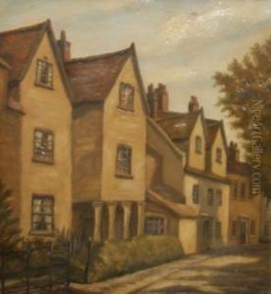 Houses In The Close Oil Painting by William E. Plumstead