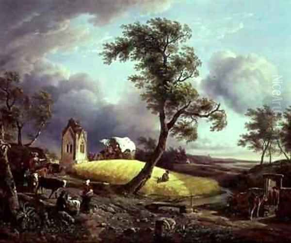 A Gust of Wind Oil Painting by Jean Louis (Marnette) De Marne