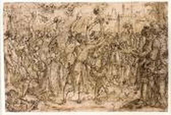 Stoning Of Saint Stephen Oil Painting by Bernardino Barbatelli Poccetti