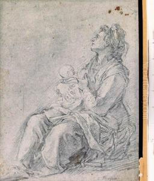 A Seated Woman Holding A Baby Oil Painting by Bernardino Barbatelli Poccetti