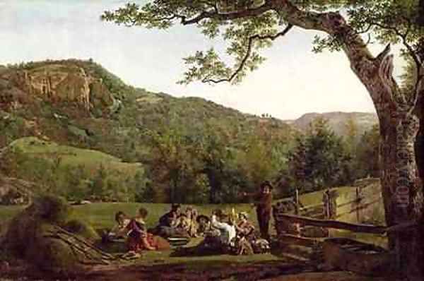 Haymakers Picnicking in a Field Oil Painting by Jean Louis (Marnette) De Marne