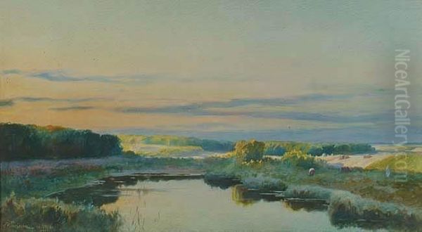 Jezioro Oil Painting by Michal Pociecha