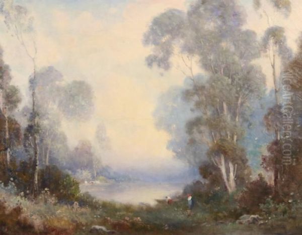 On A Misty Day Oil Painting by Alexis Matthew Podchernikoff