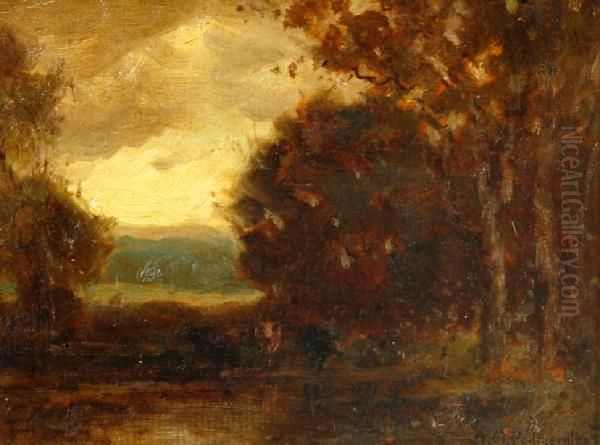 Pastoral Landscape Oil Painting by Alexis Matthew Podchernikoff