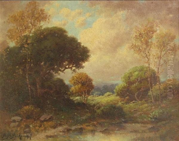 An Autumn Landscape Oil Painting by Alexis Matthew Podchernikoff