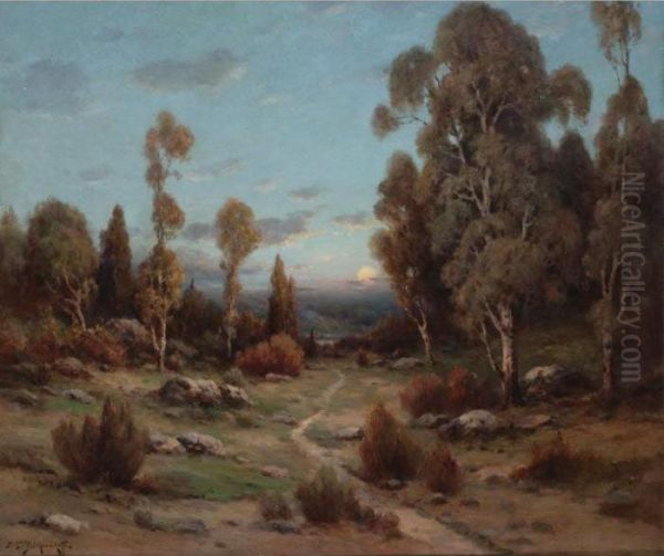 Sunset In The Hills Oil Painting by Alexis Matthew Podchernikoff