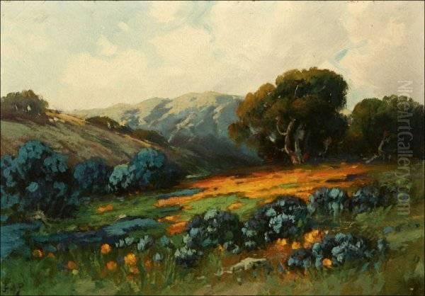 Santa Barbara Landscape With Wildflowers Oil Painting by Alexis Matthew Podchernikoff