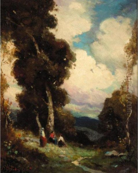 Landscape With Figures Oil Painting by Alexis Matthew Podchernikoff