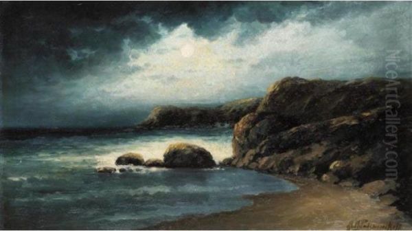 Moonlit Coast Oil Painting by Alexis Matthew Podchernikoff