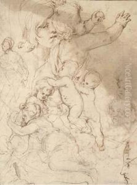 Studies Of Putti And Children (recto And Verso) Oil Painting by Giovanni Andrea Podesta