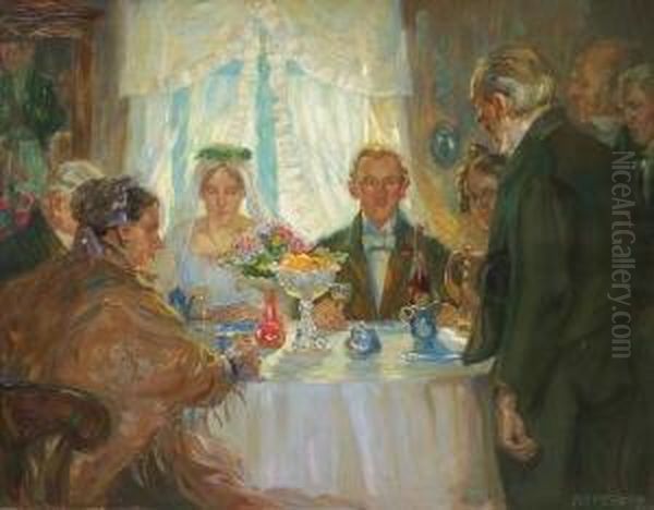 Die Hochzeitstafel Oil Painting by Rudolf Poeschmann