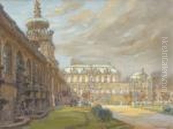 Der Zwinger In Dresden Oil Painting by Rudolf Poeschmann