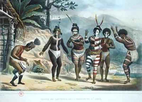 Indians dancing at the San Jose Mission Oil Painting by Jean Baptiste Debret